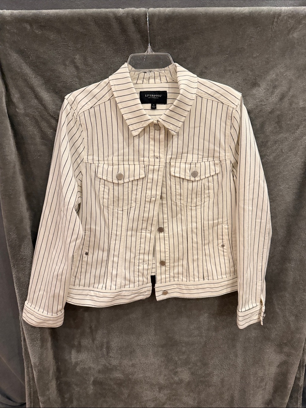 Liverpool Cream Pinstripe Denim Jacket